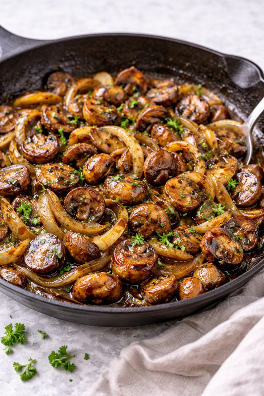 Balsamic Butter Mushrooms & Onions