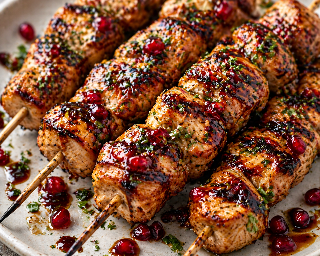 Pomegranate Gremolata Chicken Skewers