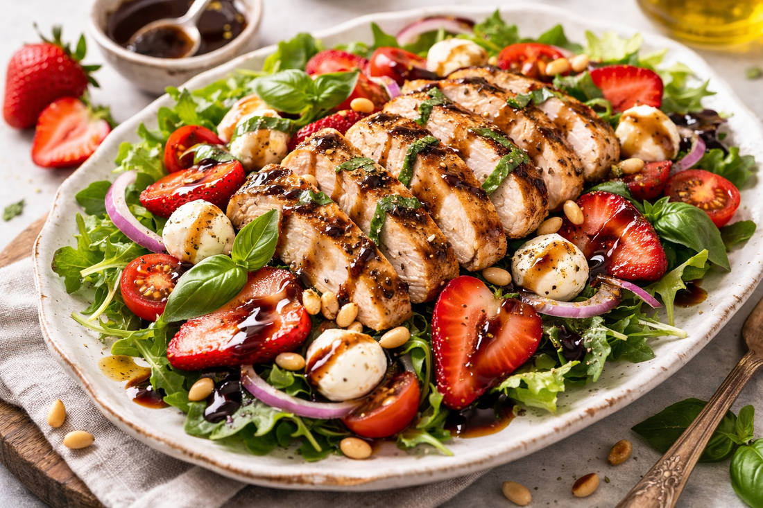 Strawberry Basil Grilled Chicken Salad
