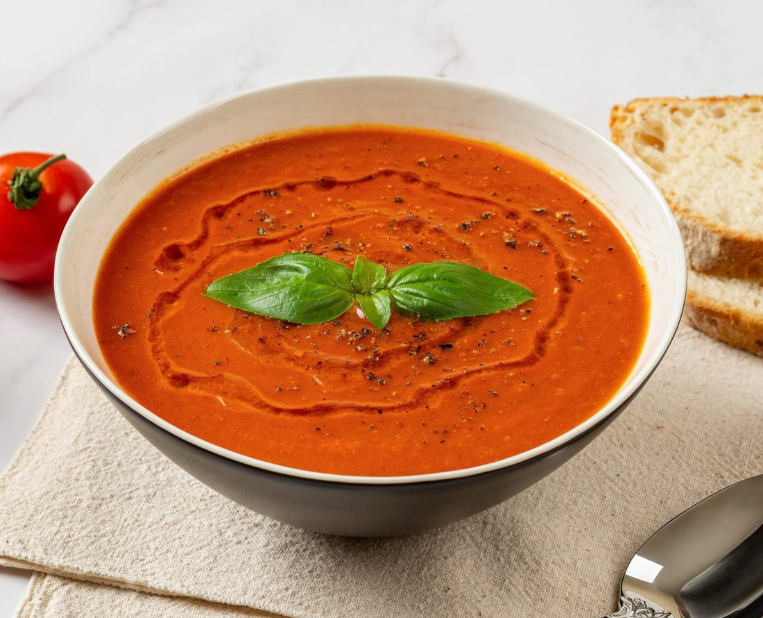 Creamy Tomato Soup w/ Wild Mushroom & Sage Olive Oil