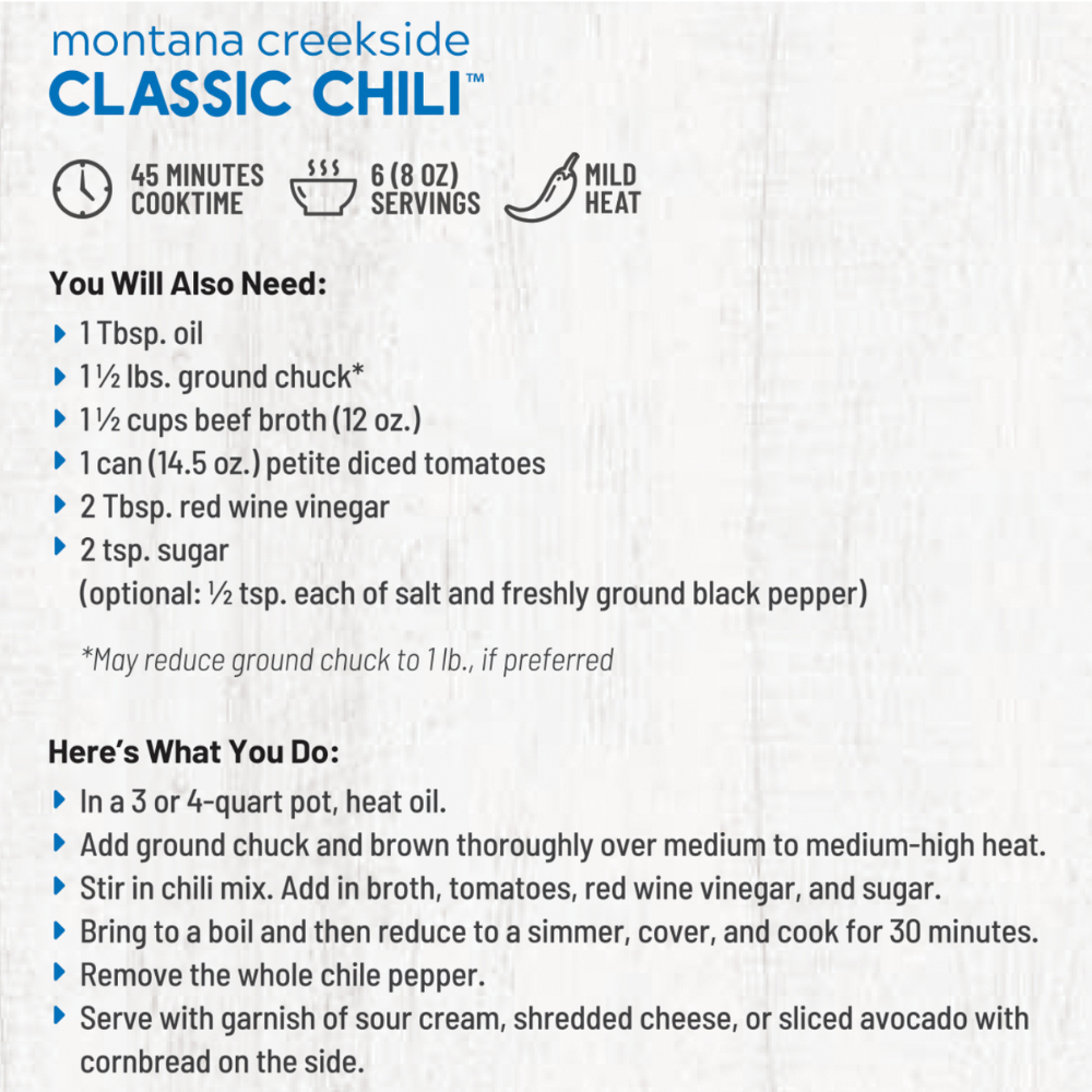 Montana Creekside Classic Chili Mix