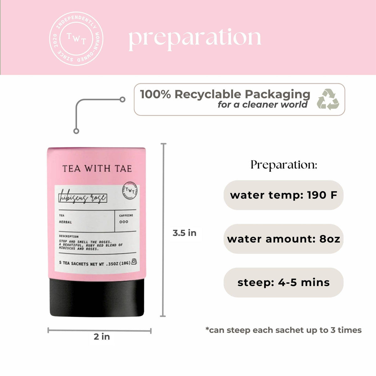 Hibiscus Rose Herbal Mini Tube Gift (5 tea bags)