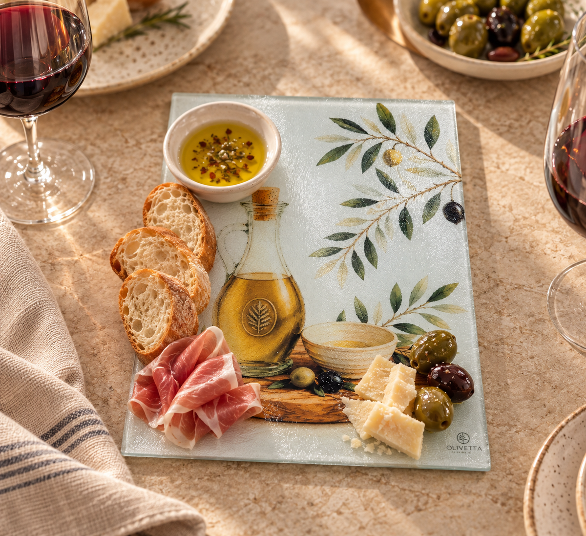 Artisan Glass Serving Board – Mediterranean Table