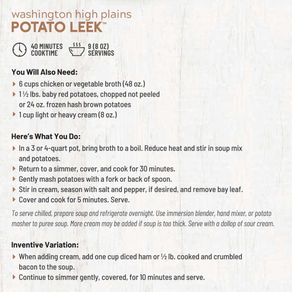 Washington High Plains Potato Leek Soup Mix